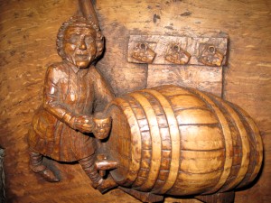 Miss Flossie Lane of the Sun Inn immortalsed in this oak misericord at St Mary Magdalene's, the first one carved in over 500 years.