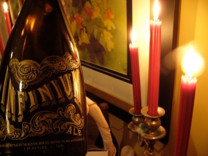 Stay classy San Deigo...Infinium Ale by candle light?